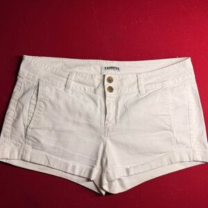Express White Cotton Stretch Jean Shorts with Double Button